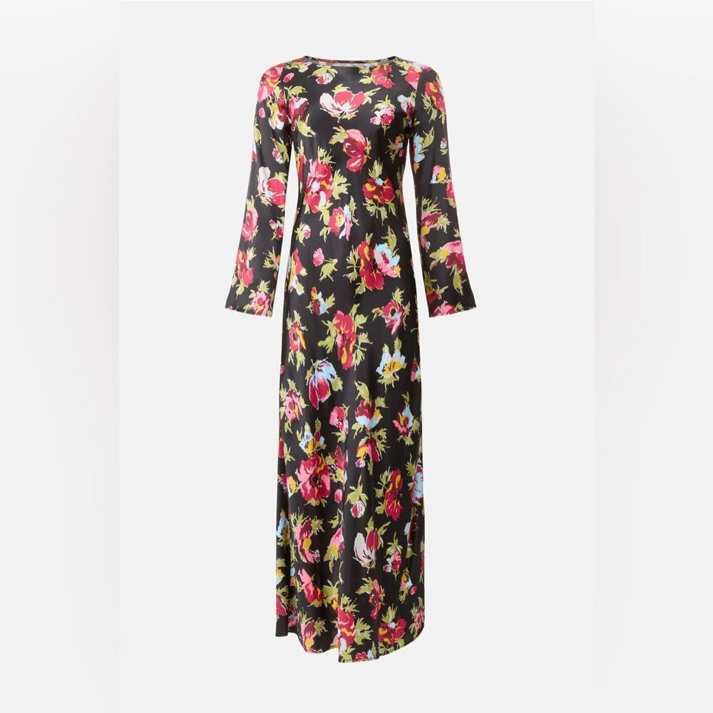 RIXO x RTR Floral Long Sleeve Satin Luxury Dress Gown XL Formal